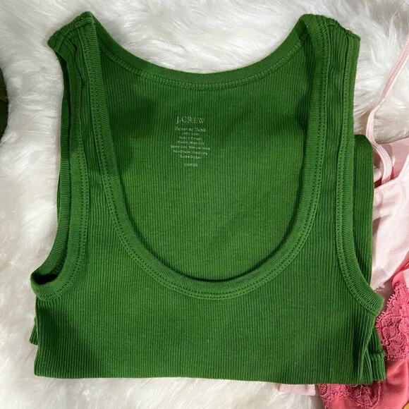 NEW Bundle Anthro J. Crew Multicolored Solid + Floral Basic Scoop Tank Tops XS/S - Picture 7 of 16